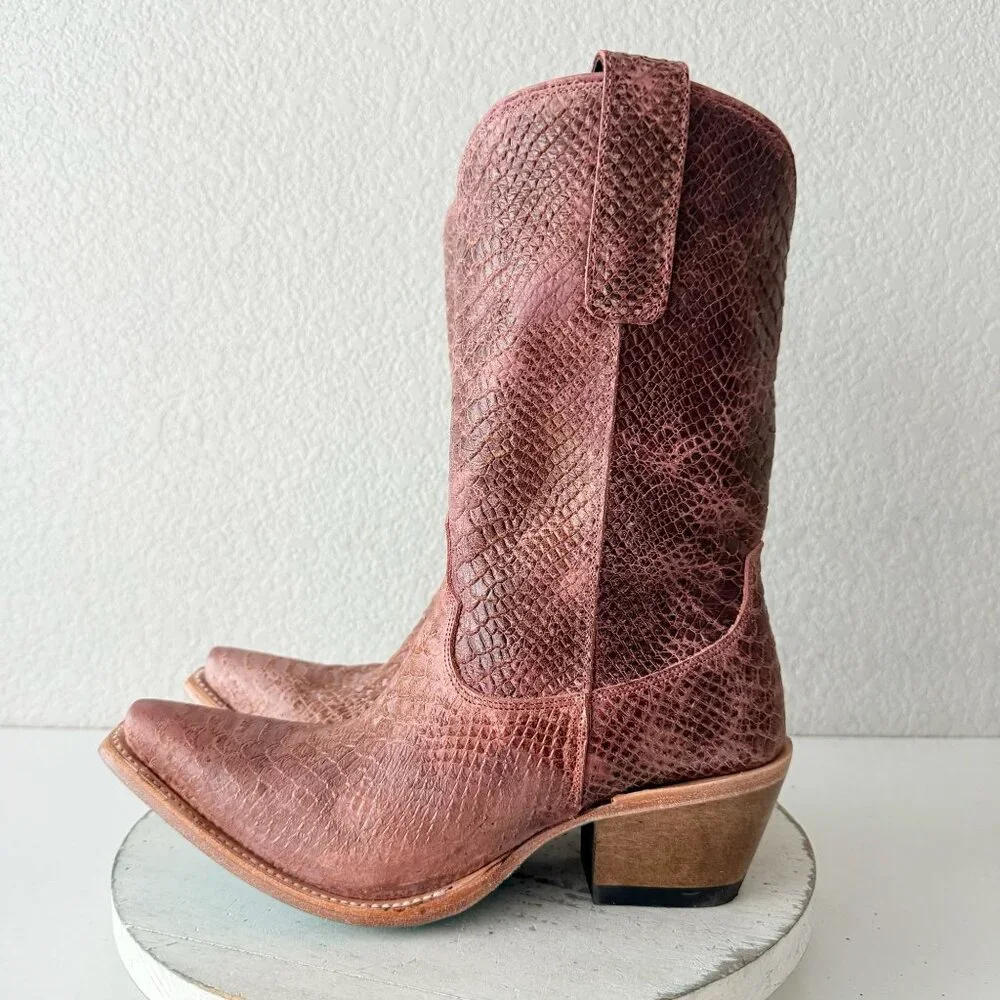 Lane NICE VICE Womens PInk Cowboy Boots Western Midi Calf Snip Toe Size 9.5 - Picture 5 of 13